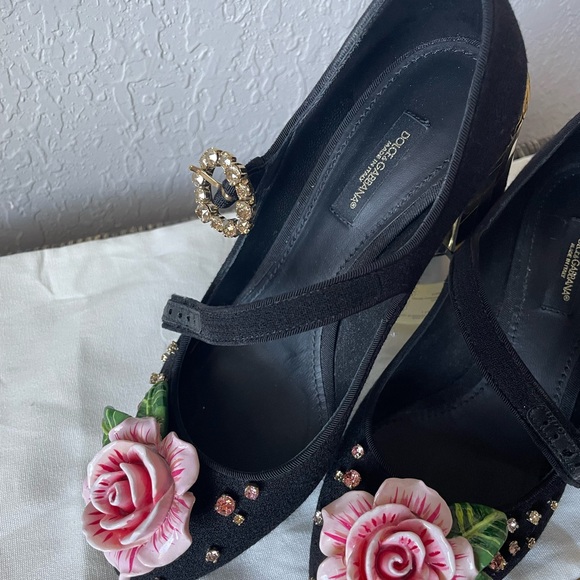 Authentic DOLCE & GABBANA Crystal Rose Brooch Heels Mary Jane Pumps—Size 36 - Picture 4 of 9